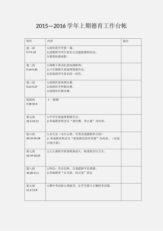 德育工作台帐活动计划表