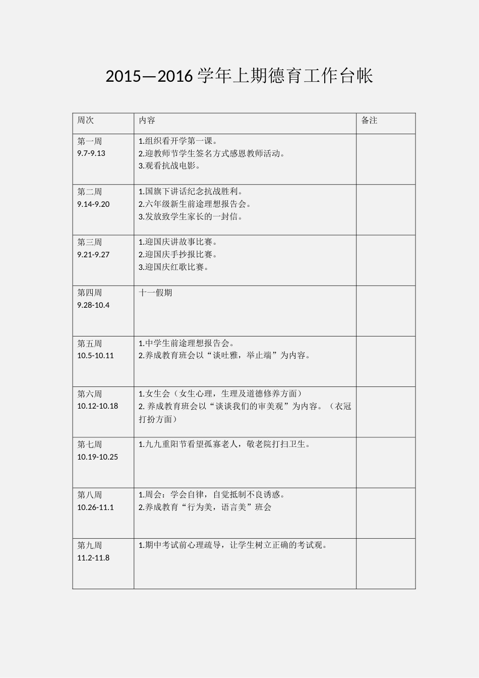 德育工作台帐活动计划表_第1页