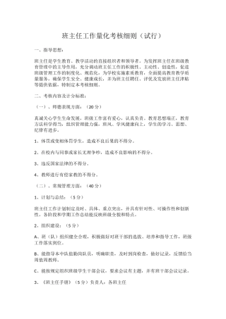 班主任工作量化考核细则