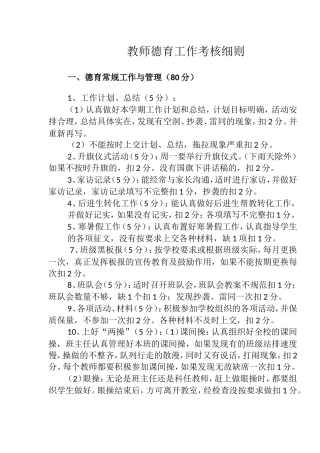 教师德育工作考核细则