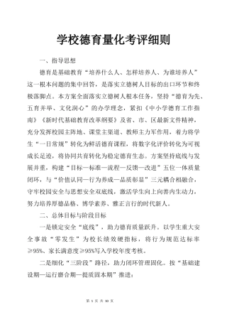 学校2025年学生德育量化考评实施方案