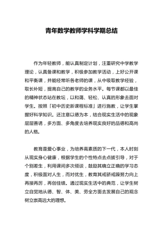 青年数学教师学科学期总结