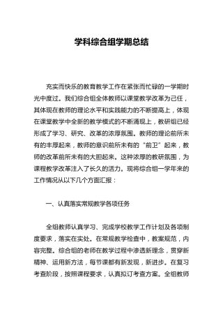 学科综合组学期总结
