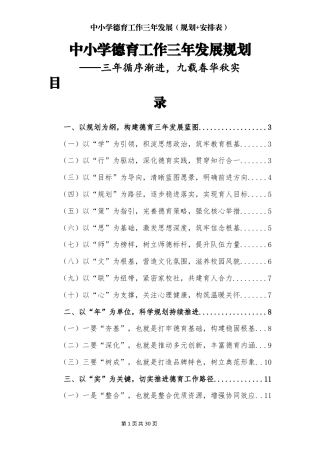 德育三年规划+安排表