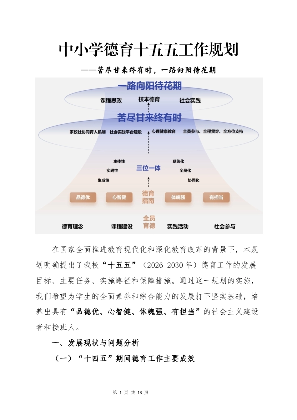 中小学德育十五五工作规划:苦尽甘来终有时,一路向阳待花期_第1页