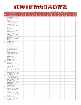 红领巾监督岗日常检查表