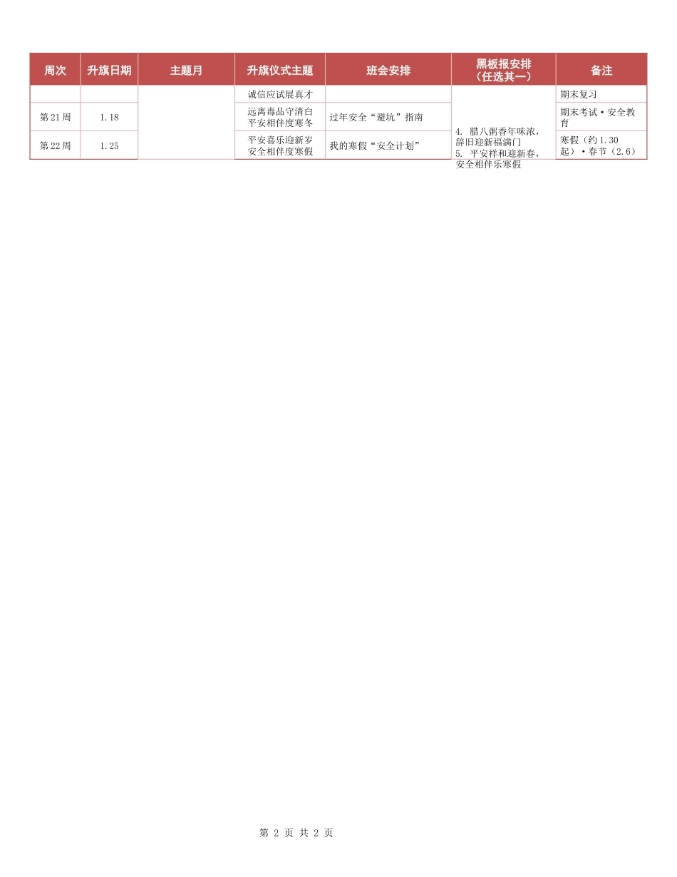 2026年秋季学期升旗仪式·班会·黑板报安排表_第2页