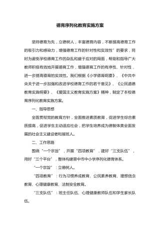 德育序列化教育实施方案