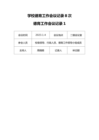 2023春季学校德育工作会议记录8次
