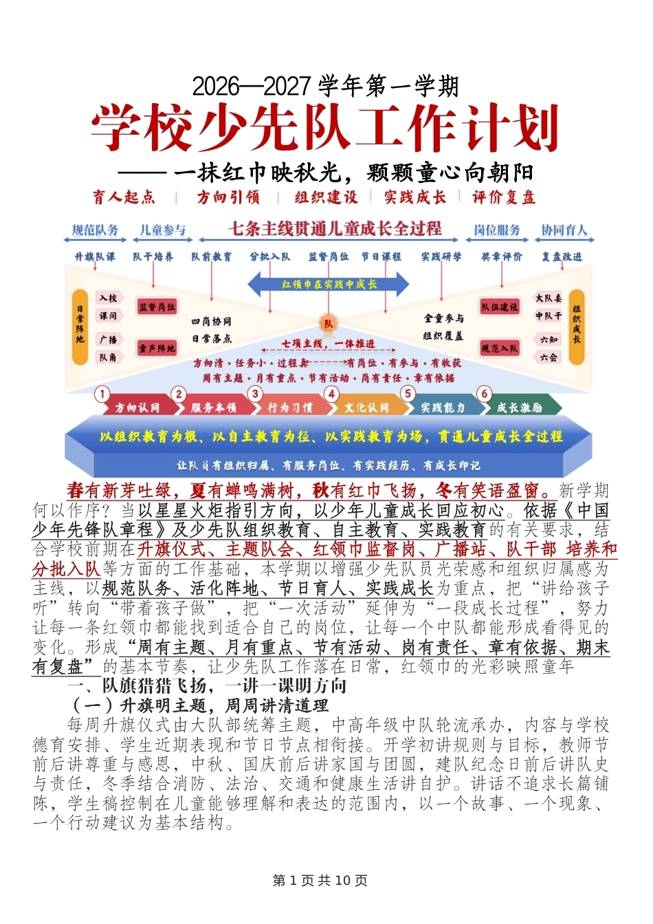 2026—2027学年第一学期学校少先队工作计划—— 一抹红巾映秋光,颗颗童心向朝阳_第1页