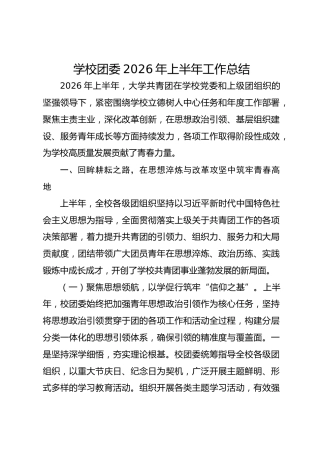 学校团委2026年上半年工作总结