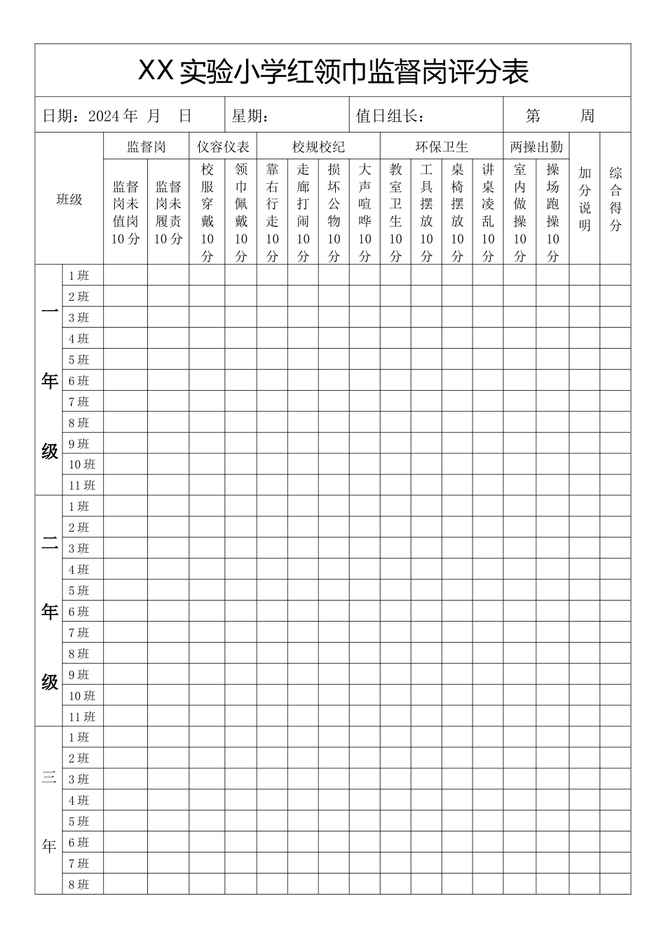 5.红领巾监督岗评分表_第1页