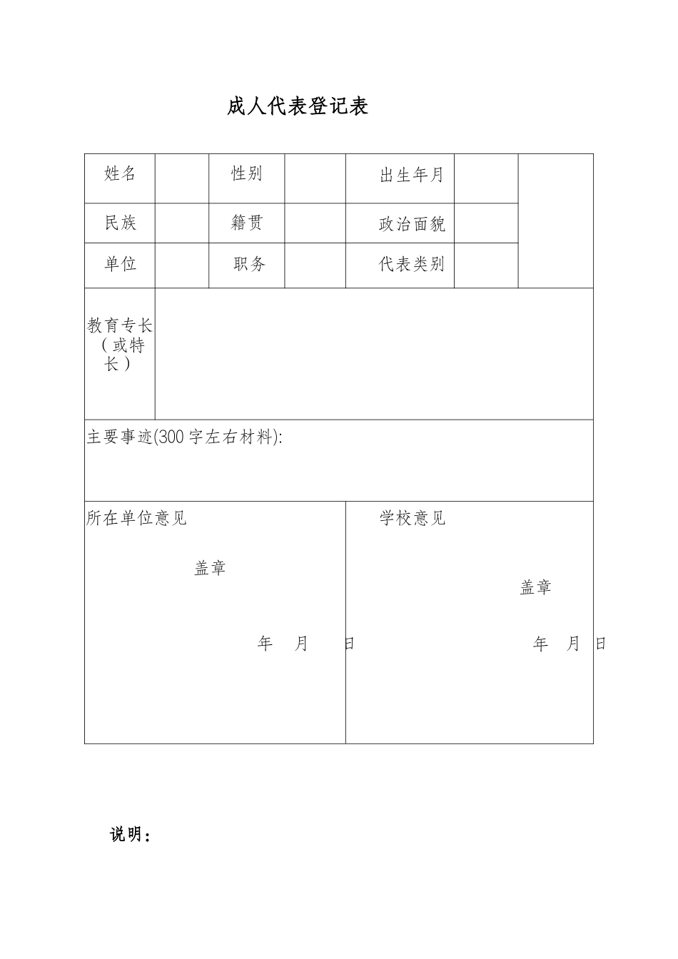 8少代会成人代表登记表_第1页