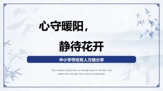 【中小学】【育人方略】班主任带班育人方略《心守一抹阳光》