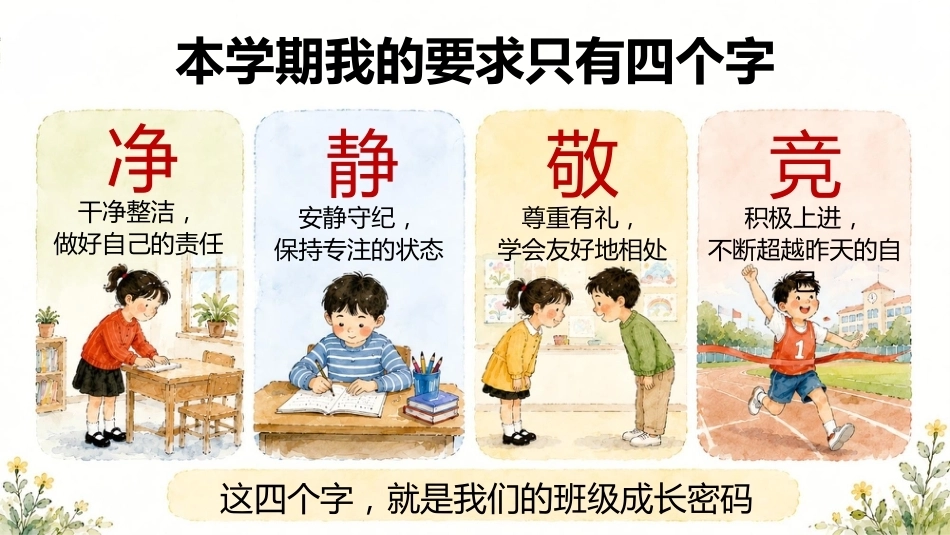 【小学】【秋季上】开学第一课《让“净·静·敬·竞”》成为我们的班级名片_第5页