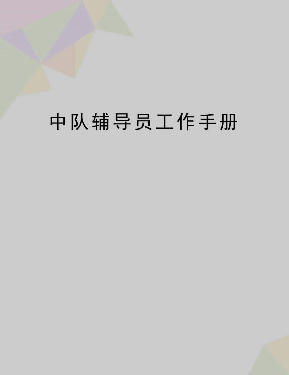 【精品】中队辅导员工作手册_第1页