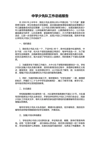 308-中学少先队工作总结报告