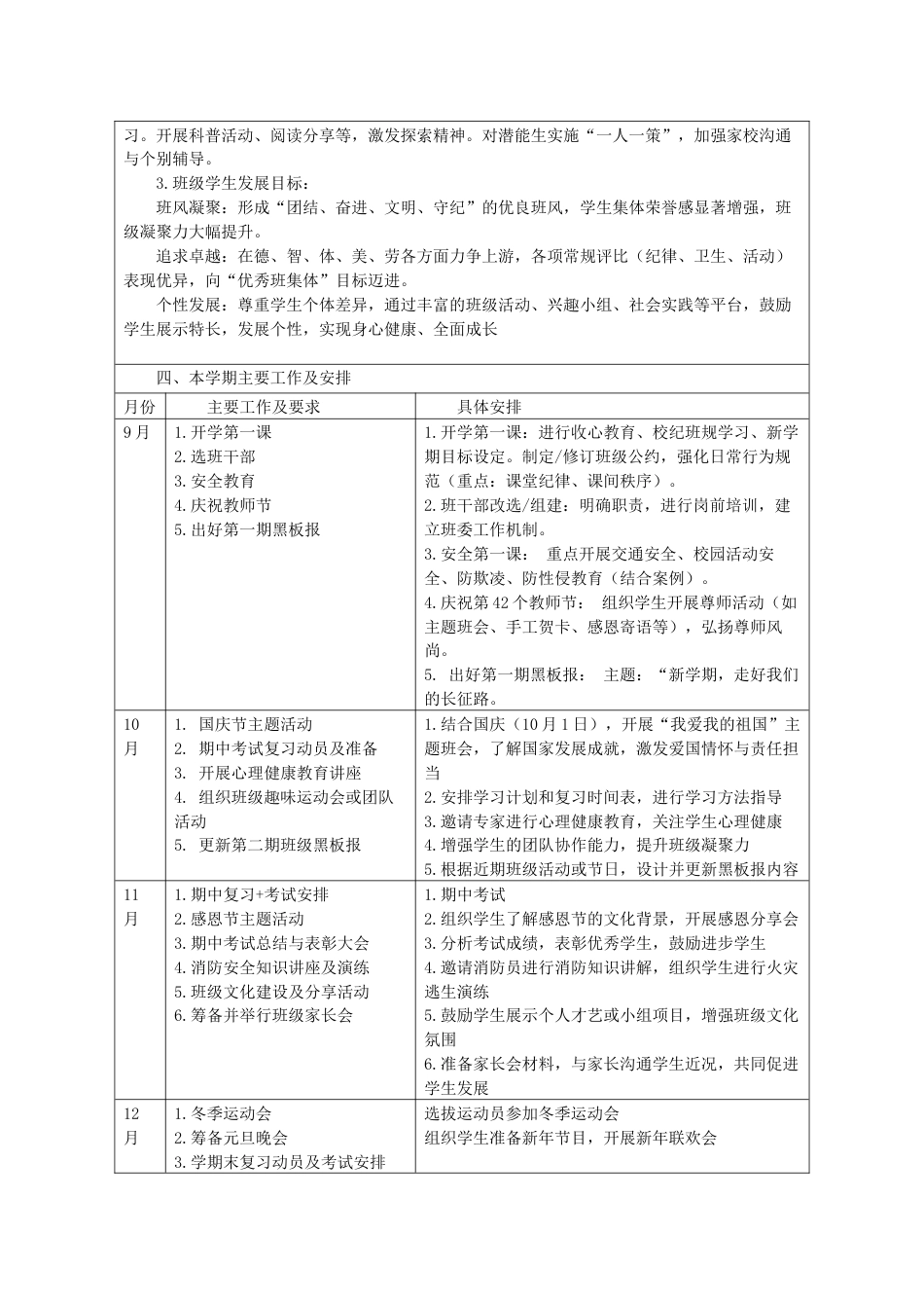 2026-2027学年度第一学期班主任工作计划_第2页