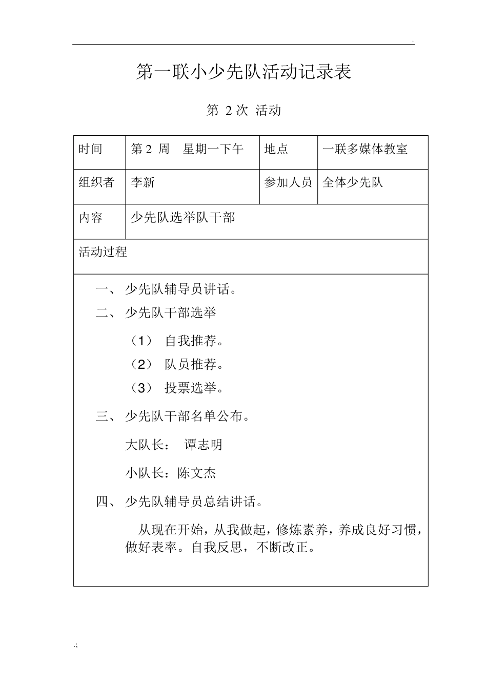 少先队 活动记录表_第2页