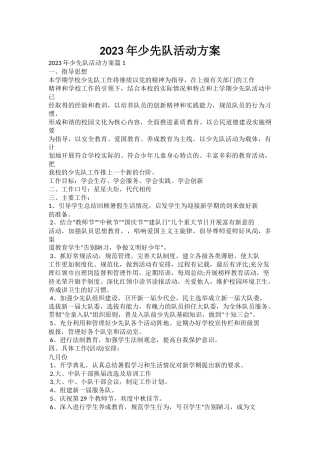 2023年少先队活动方案