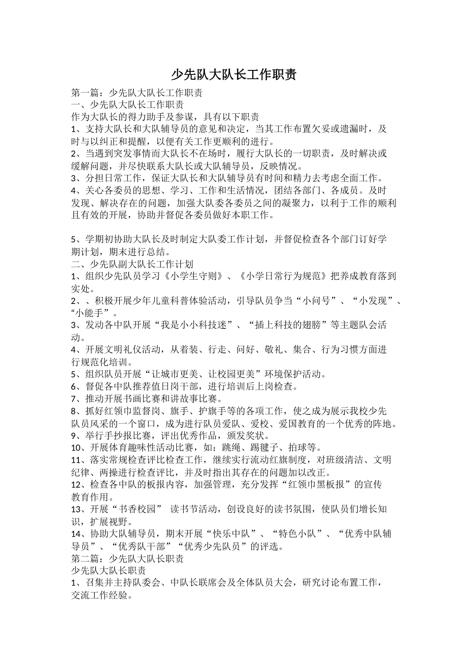 少先队大队长工作职责_第1页