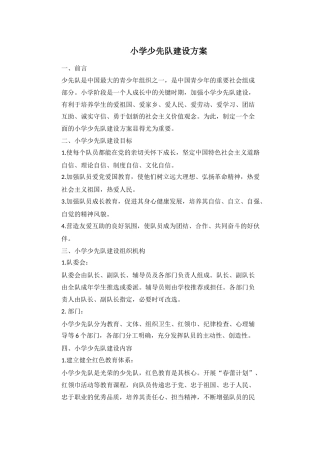 小学少先队建设方案