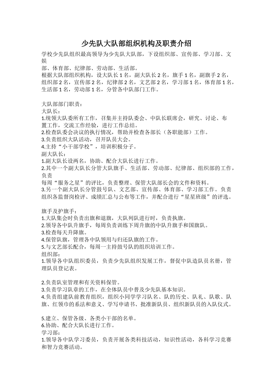 少先队大队部组织机构及职责介绍_第1页