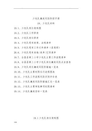 少先队廉政风险防控手册范本