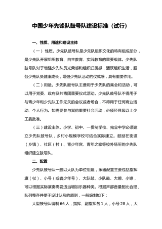 中国少年先锋队鼓号队建设标准（试行）