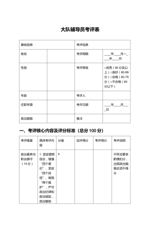 大队辅导员考评表