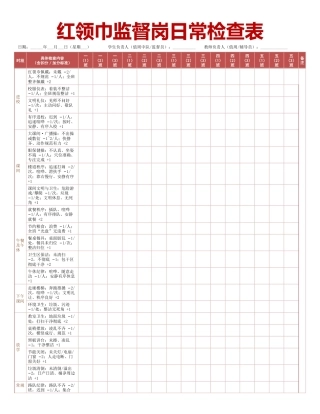 秋季红领巾监督岗日常检查表