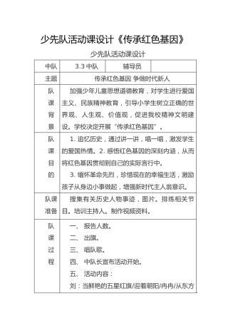 86-少先队活动课设计《传承红色基因》