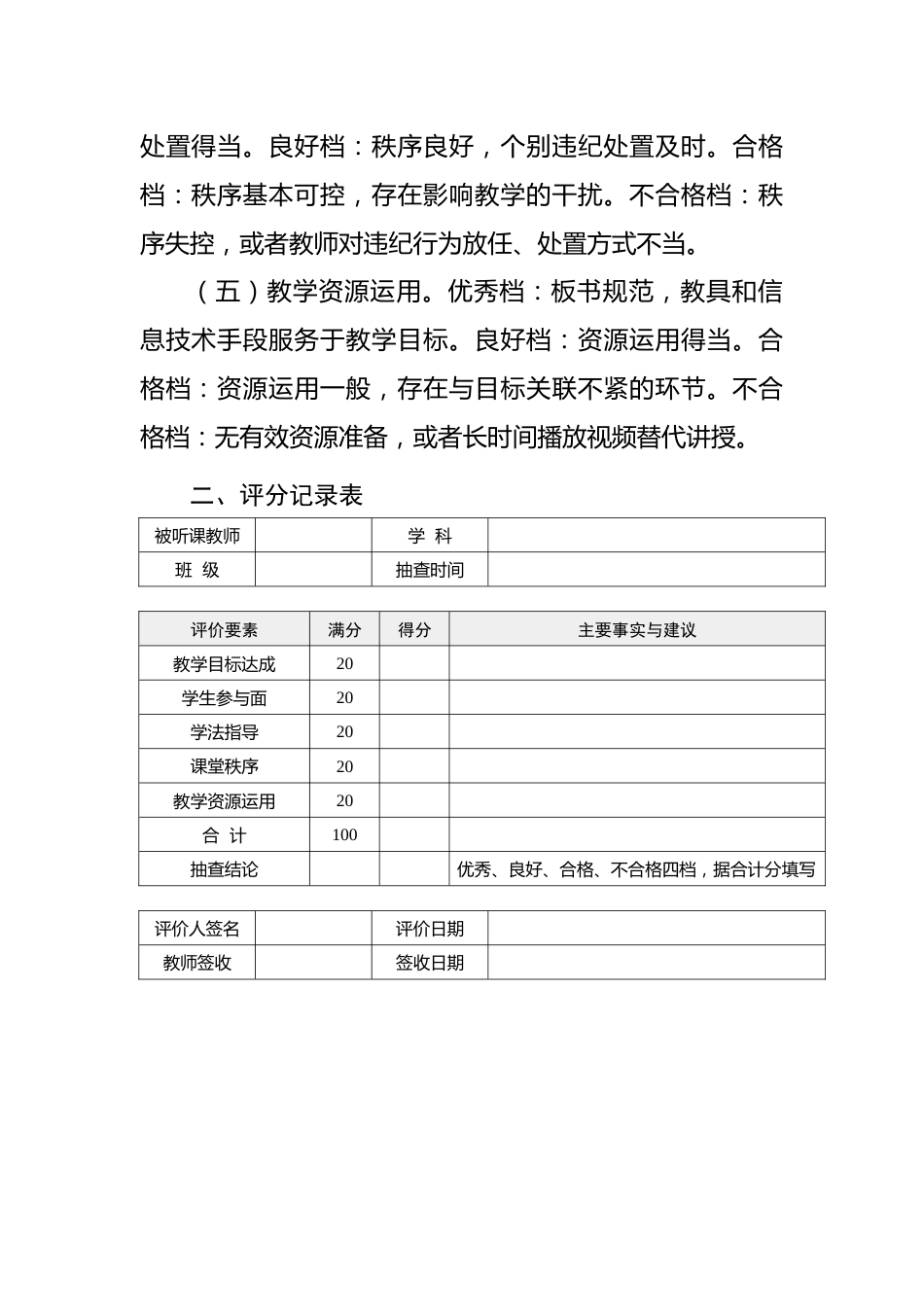 附表:课堂教学抽查评价标准与评分记录表_第2页