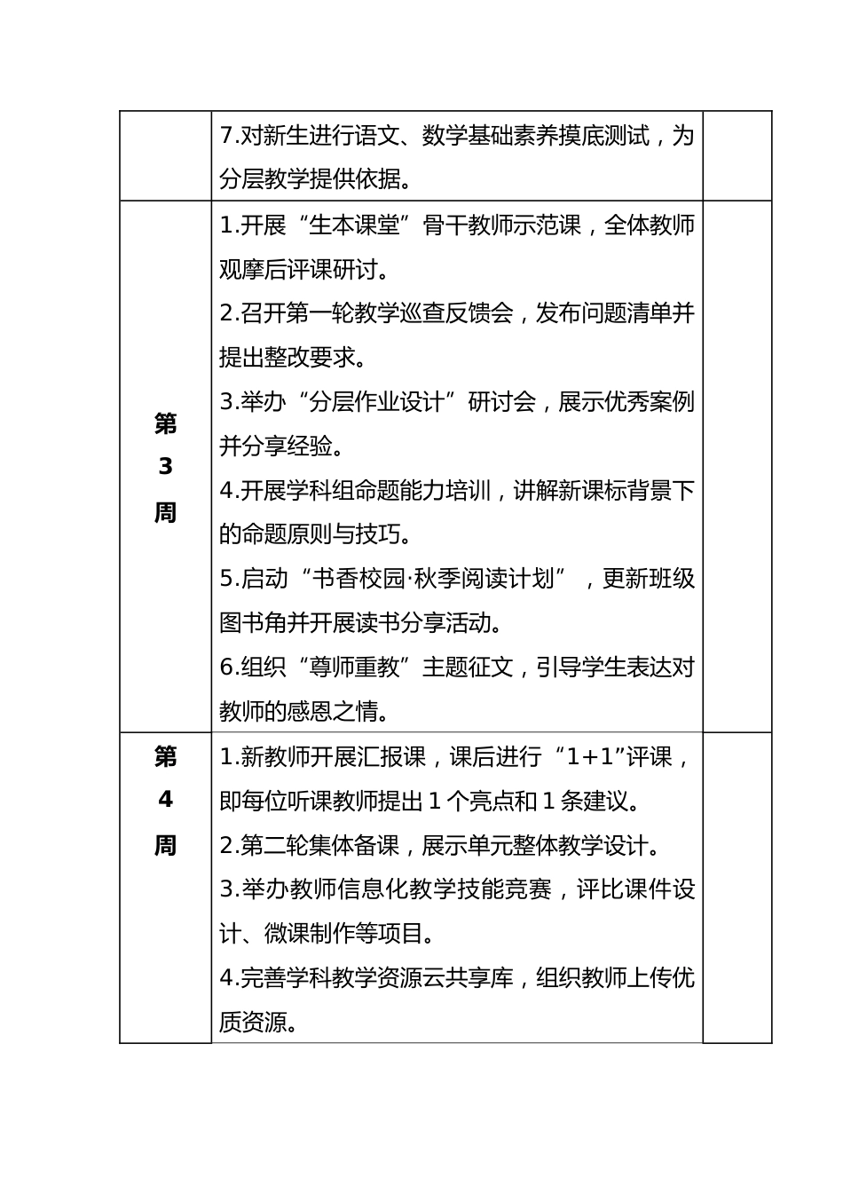 2025-2026秋季学年第一学期学校教学教研工作安排表:九月(金韵润书声 砥行奠华基)_第2页