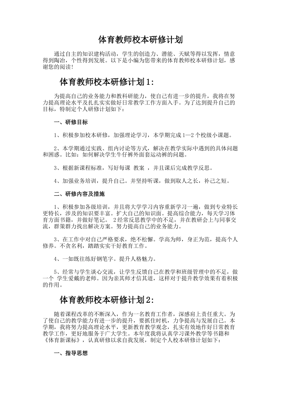 体育教师校本研修计划_第1页