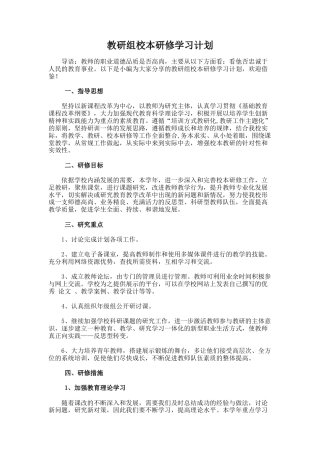 6.教研组校本研修学习计划