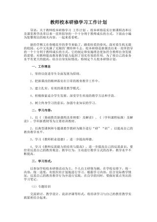 45.教师校本研修学习工作计划