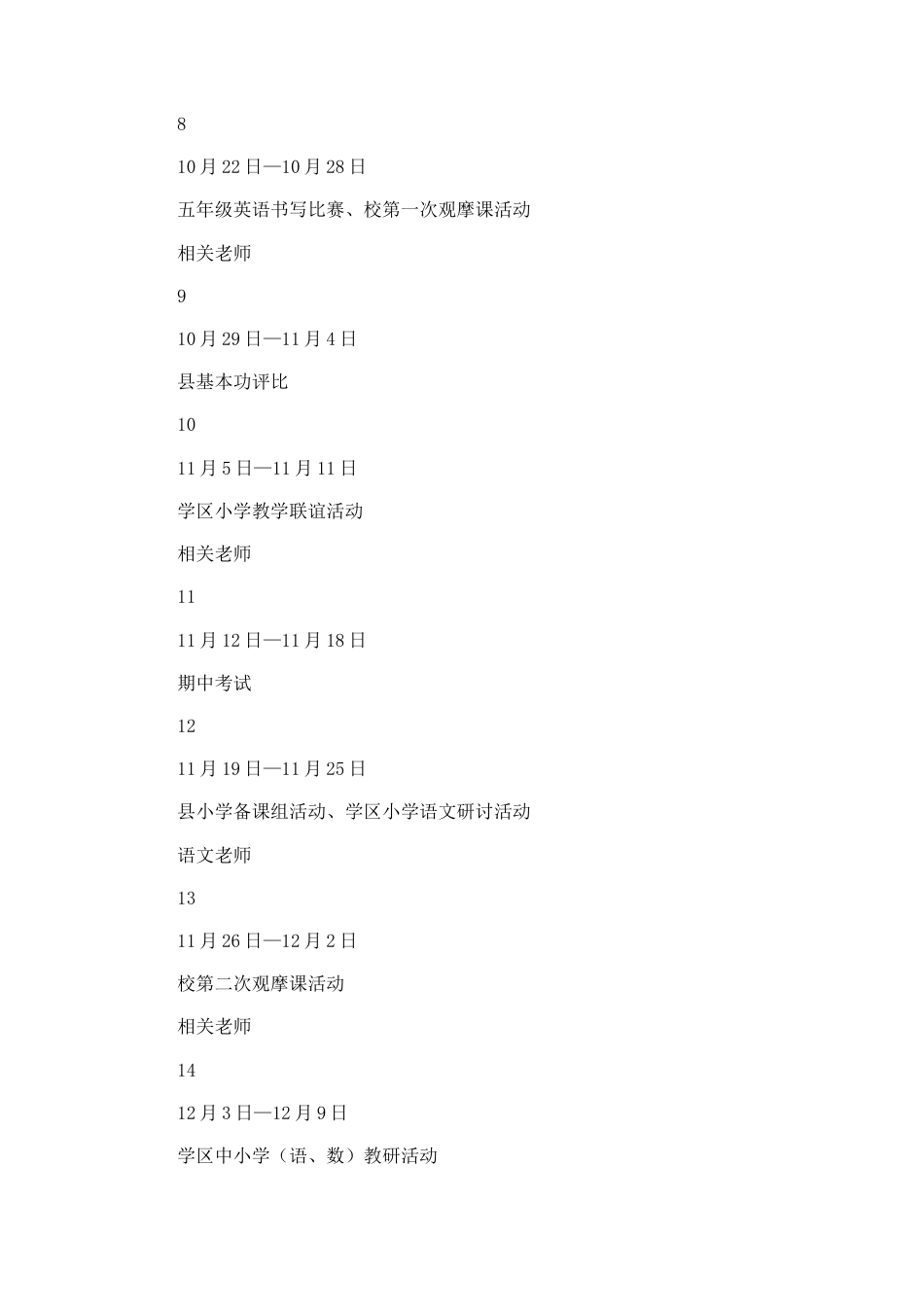 86.关于小学下半年教科研及校本培训工作计划_第3页