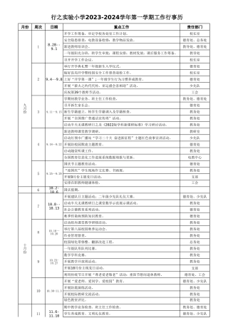 2023-2024学年第一学期工作行事历