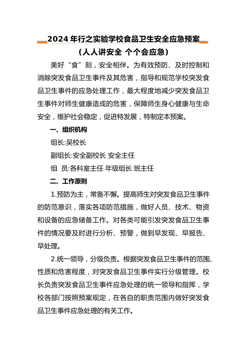 2024年阳阳光实验学校应急预案汇编_第1页