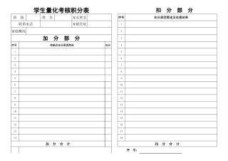 学生量化考核积分表
