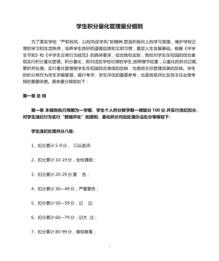 学生积分量化管理量分细则