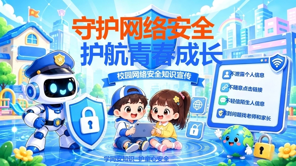 【通用】网络安全教育主题班会——守护网络安全,护航青春成长_第1页