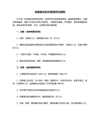 班级量化积分管理评比细则