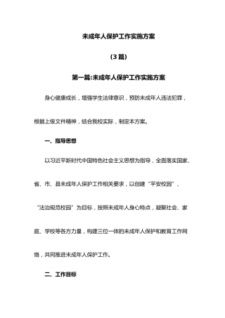 (3篇)未成年人保护工作实施方案