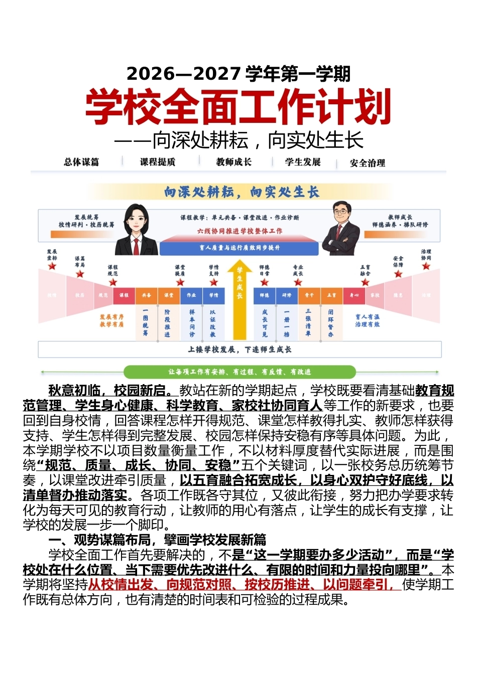 2026—2027学年第一学期学校全面工作计划 ——向深处耕耘,向实处生长_第1页