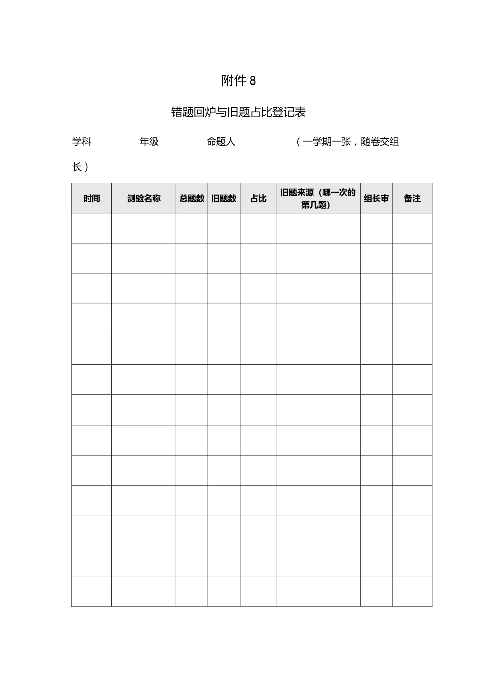附件:错题回炉与旧题占比登记表_第1页