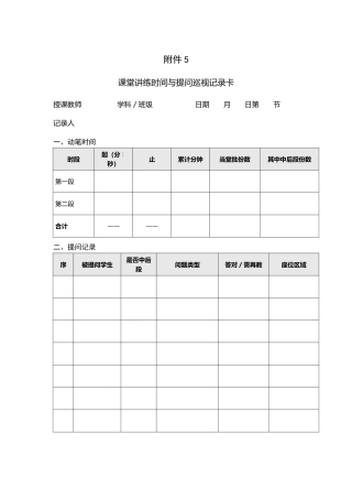 附件：课堂讲练时间与提问巡视记录卡